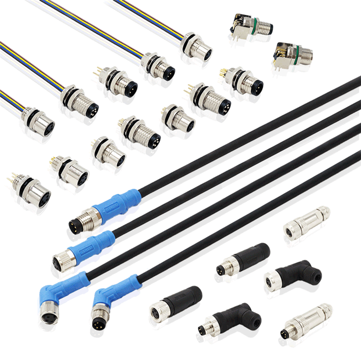 Conector macho hembra de tornillo de ángulo recto M8 de 3 pines